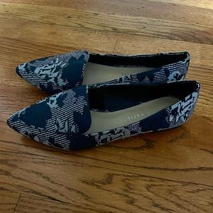 Kelly & Katie Blue Floral and Pinstripe Jacquard Loafers